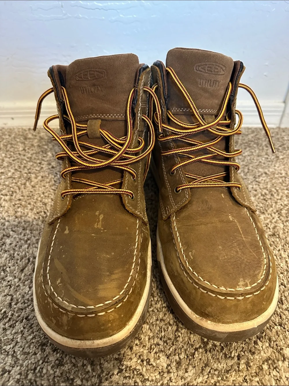 KEEN Gibson Brown Leather Lace-Up Men's Work Boots Carbon Toe